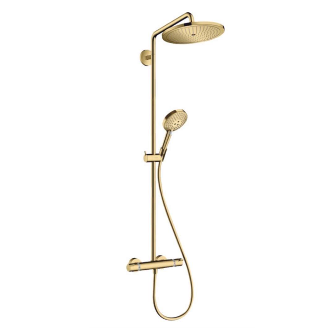 HG CROMA Select S Showerpipe 280 1jet with thermostat & hand shower (Polished Gold Optic)